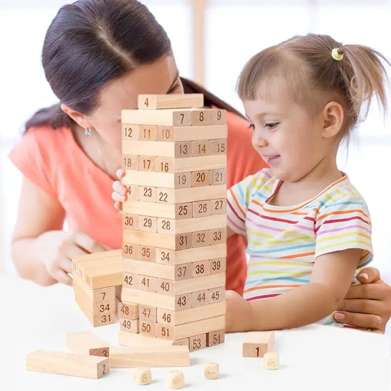 1266-1.Jpg Wood Block Stacking Game Tower Number Match Playset - Image 1