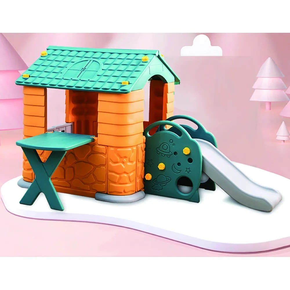 1571.Jpg Indoor Mini Playhouse With Slide, Counter And Stool Size:212*105*121Cm - Image 1